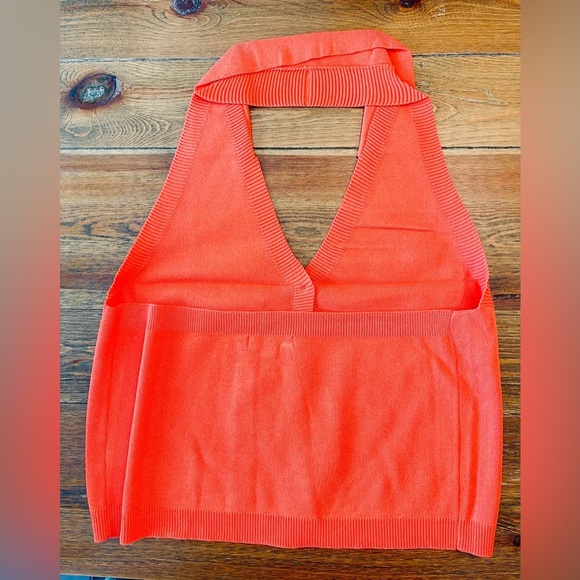 525 | Rue Sophie Rib Sweater | Halter Polo | Sleeveless | Papaya | Women’s L - Picture 3 of 5